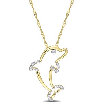 Sofia B. 1/20 cttw Diamond Dolphin Pendant