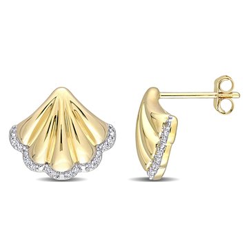 Sofia B. 1/10 cttw Diamond Sea Shell Earrings