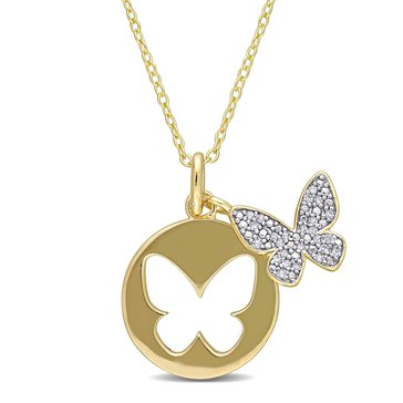 Sofia B. 1/10 cttw Diamond Double Butterfly Pendant