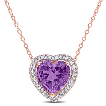 Sofia B. 1/5 cttw Diamond and 3 1/4 cttw Amethyst Heart Necklace