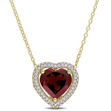 Sofia B. 1/5 cttw Diamond and 3 4/5 cttw Garnet Heart Necklace