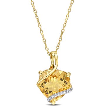 Sofia B. 1/20 cttw Diamond and 6 1/2 cttw Citrine Heart Necklace