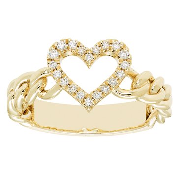 Diamond Heart Curb Link Ring