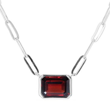 Garnet Octagon Bezel Necklace