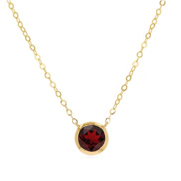 Garnet Round Cut Bezel Necklace