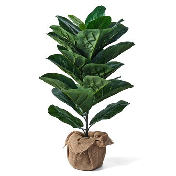 Elements Plants 30in Artificial Fiddlehead Ficus Tree with Burlap Pot