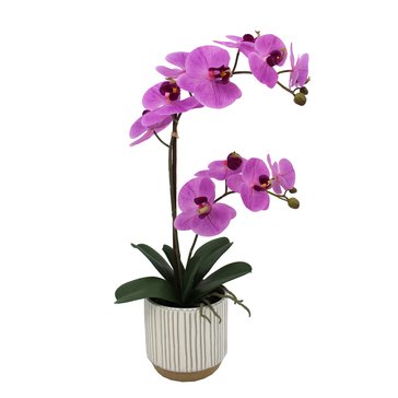 Mikasa Double Branch Faux Orchid in Ribbed Ceramic Pot