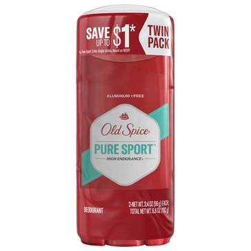Old Spice High Endurance Pure Sport Deodorant Twin Pack 3.4oz each