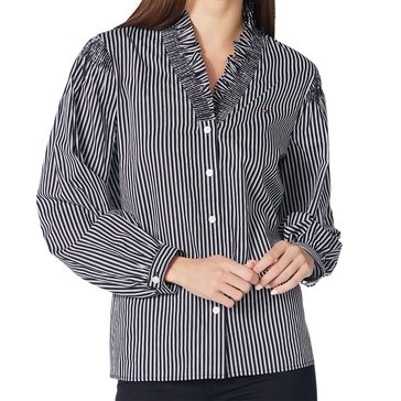 Tommy Hilfiger Women's Ruffle Neck Stripe Shirt