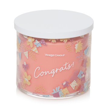 Yankee Candle Everyday Sentiment Collection White Strawberry Bellini Congrats 3 Wick Candle