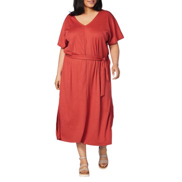 Yarn & Sea Women's Easy Belted T-Shirt Dress (Plus Size)