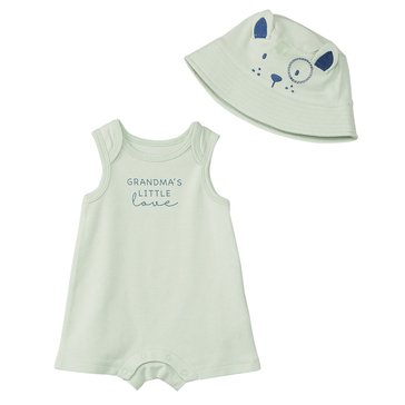 Wanderling Baby Boys Dog Sunhat Romper Set