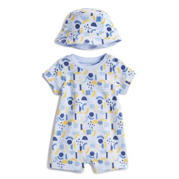 Wanderling Baby Boys Shapes Romper With Bucket Hat