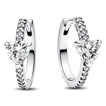 Pandora Sparkling Heart Hoop Earrings