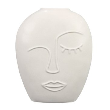 Youngs Inc Abstract Face Design Ceramic Vase
