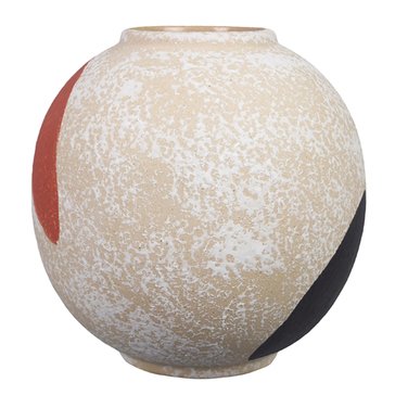 Youngs Inc Hand Painted Stoneware Round Vase