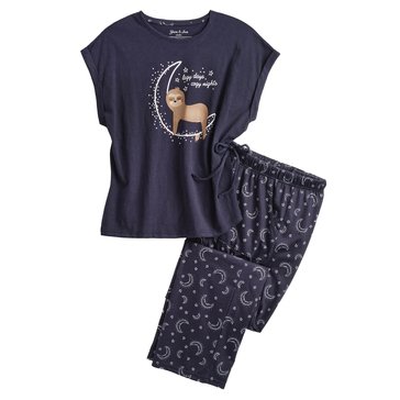 Peace Love & Dreams Women's Cap Sleeve Sloth Sleep Set