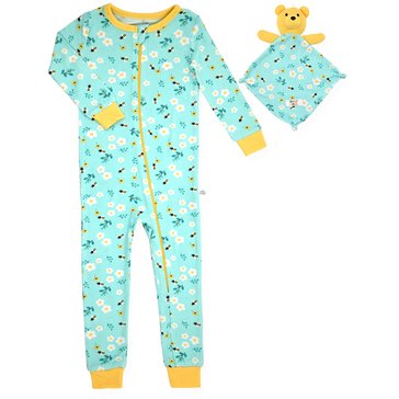 Sleep On It Baby Girls' Zip Front Coverall With Blanket Buddy