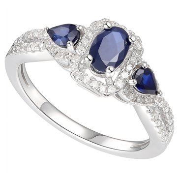 3-Stone Sapphire Diamond Ring