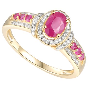 Oval Ruby Diamonds Ring