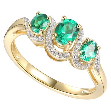 3-Stone Emerald Diamonds Ring