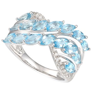Multi-Stone Blue Topaz Diamond Ring