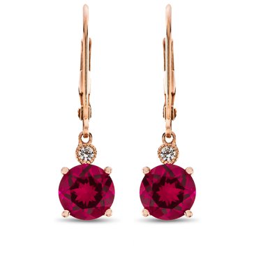Created Ruby Created White Sapphire Drop Earrings