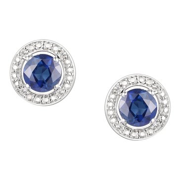 Round Sapphire Diamond Earrings