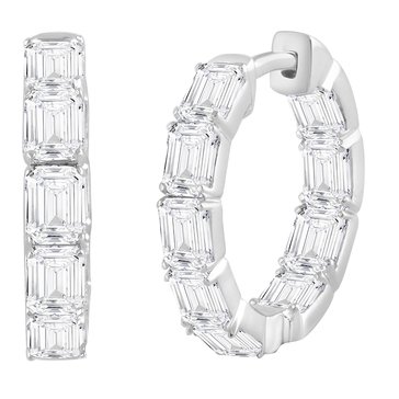 Evolv. 3 cttw Lab Grown Emerald Shape Inside-Outside Hoop Earrings