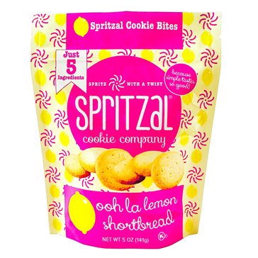 Spritzal Cookie Company Ooh La Lemon Shortbread Cookie Bites Pouch, 5oz