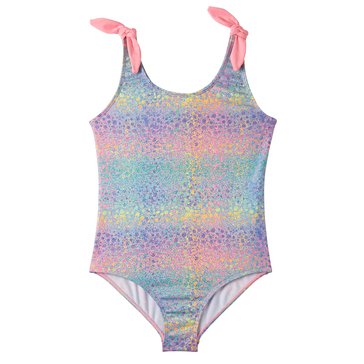 Pink Platinum Big Girls' Ombre Foil Dot One Piece Swimsuit