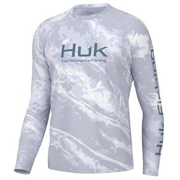 Huk Men's Pursuit Mossy Oak Printed Sleeve Hit Long Sleeve Knit Top