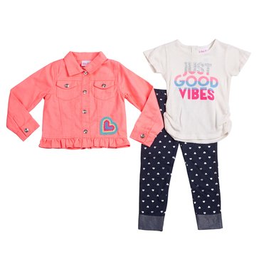 Little Lass Toddler Girls' 3-Piece Heart Jegging Sets