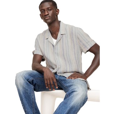 Banana Republic Men's Short Sleeve Resort Linen Shirt