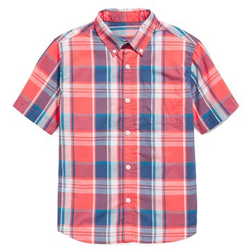 Old Navy Big Boys' Short Sleeve Poplin Plaid Shirt