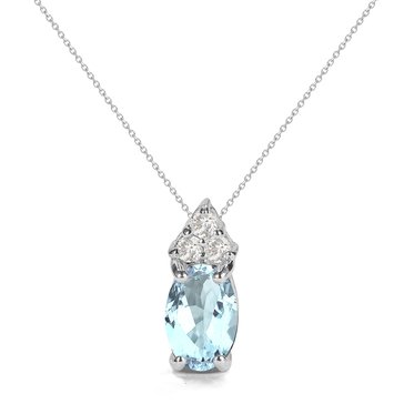 Aquamarine & White Topaz Pendant with Chain