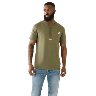 True Religion Men's Short Sleeve Bio Henley Shirt