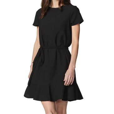 Tiana B Women's Short Sleeve Belted Flounce Hem Dress