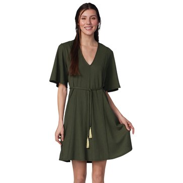 Tiana B Women's Flare Sleeve V-Neck Belted Fit And Flare Dress