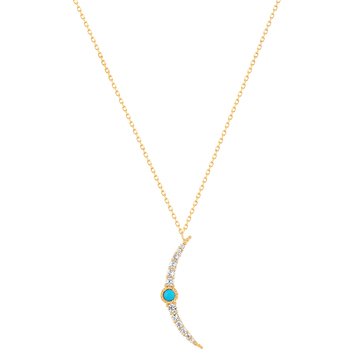 Aurelie Gi Nora Turquoise White Sapphire Crescent Moon Necklace