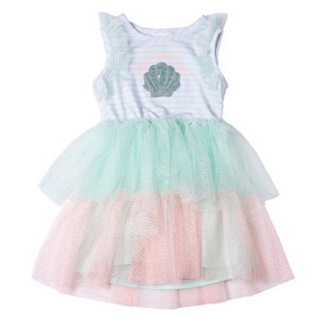 Little Lass Toddler Girls Stripe Tiered Shell Dress