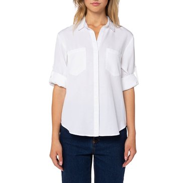 Velvet Heart Women's Riley Short Roll Tab Sleeve Button Up Shirt