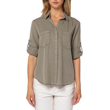 Velvet Heart Women's Riley Short Roll Tab Sleeve Button Up Shirt