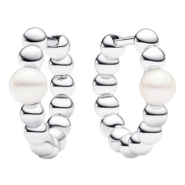 Pandora Treated Freshwater Cultured Pearl & Beads Hoop Earrings