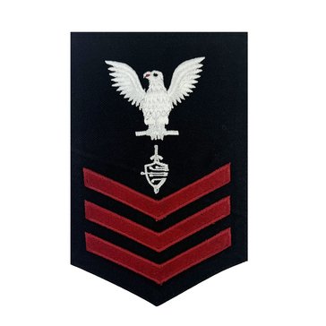 Mens E4-E6 CWT1 Rating Badge in STANDARD Red on Blue SERGE WOOL for Cyber Warfare Technician