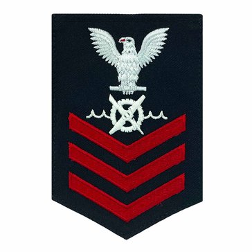 Womens E4-E6 RW1 Rating Badge in STANDARD Red on Blue SERGE WOOL for Robotics Warfare Specialist