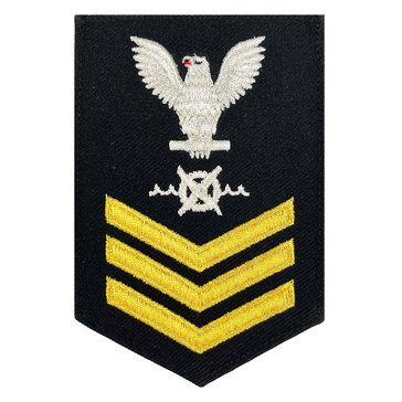 Womens E4-E6 RW1 Rating Badge in STANDARD Gold on Blue SERGE WOOL for Robotics Warfare Specialist