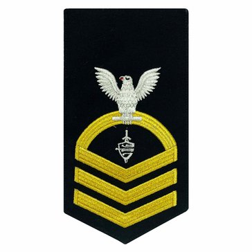 Mens E7 CWTC Rating Badge in STANDARD Gold on Blue SERGE WOOL for Cyber Warfare Technician