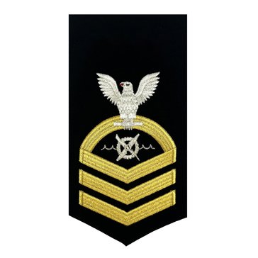 Mens E7 RWC Rating Badge in STANDARD Gold on Blue SERGE WOOL for Robotics Warfare Specialist