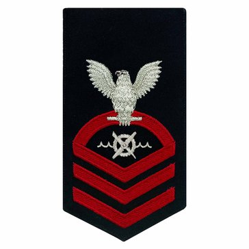 Mens E7 RWC Rating Badge in STANDARD Red on Blue SERGE WOOL for Robotics Warfare Specialist